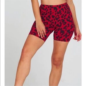 LICI FIT Red Leopard Print High Waist Biker Shorts – Size M - Baddie Sexy Animal